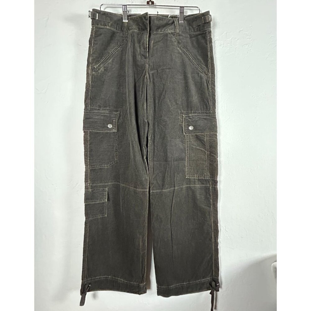 CAbi Womens Wide-Leg Cargo Pants Size 8 Cotton Charcoal Gray Mid-Rise #255 New